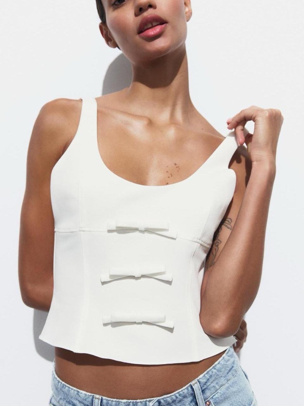 Zara White Bow Tank NWT Size Medium